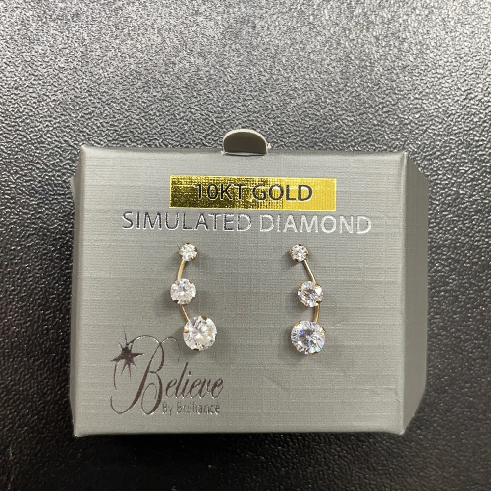 10kt gold simulated diamond earrings